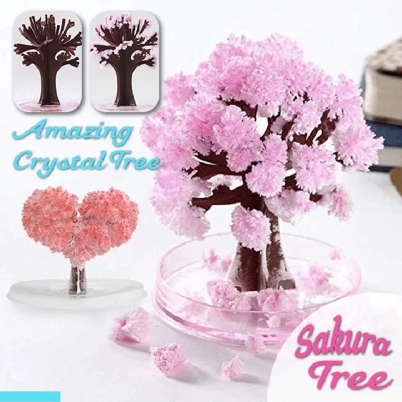 Paper Weight Crystal - ต้นไม้จิ๋วมินิเมจิกซากุระ ชุดปลูกคริสตัล DIY กระดาษปลูกต้นไม้จิ๋ว ของตกแต่งแปลกใหม่ ของขวัญสำหรับเด็กชายและเด็กหญิง