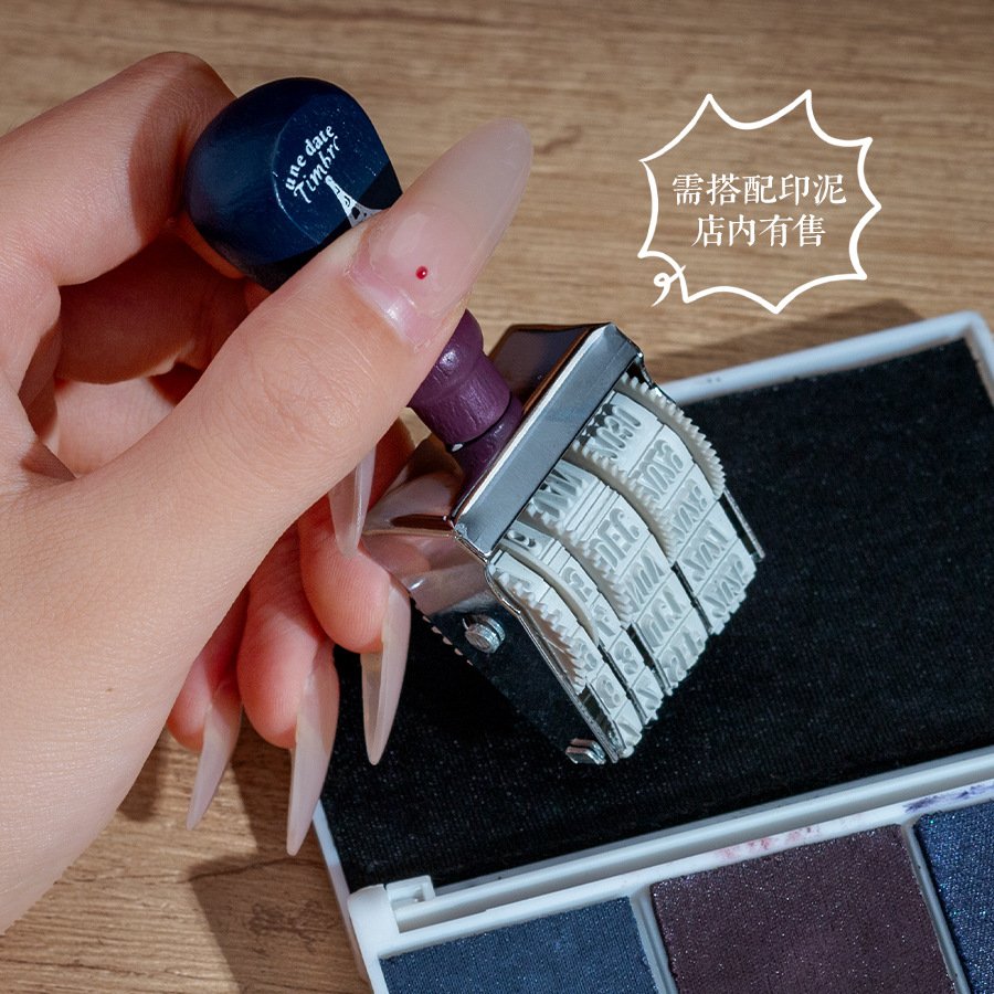 Rubber Date Stamp - 1 ชิ้น Retro ไม้ Roller วันที่ซีล